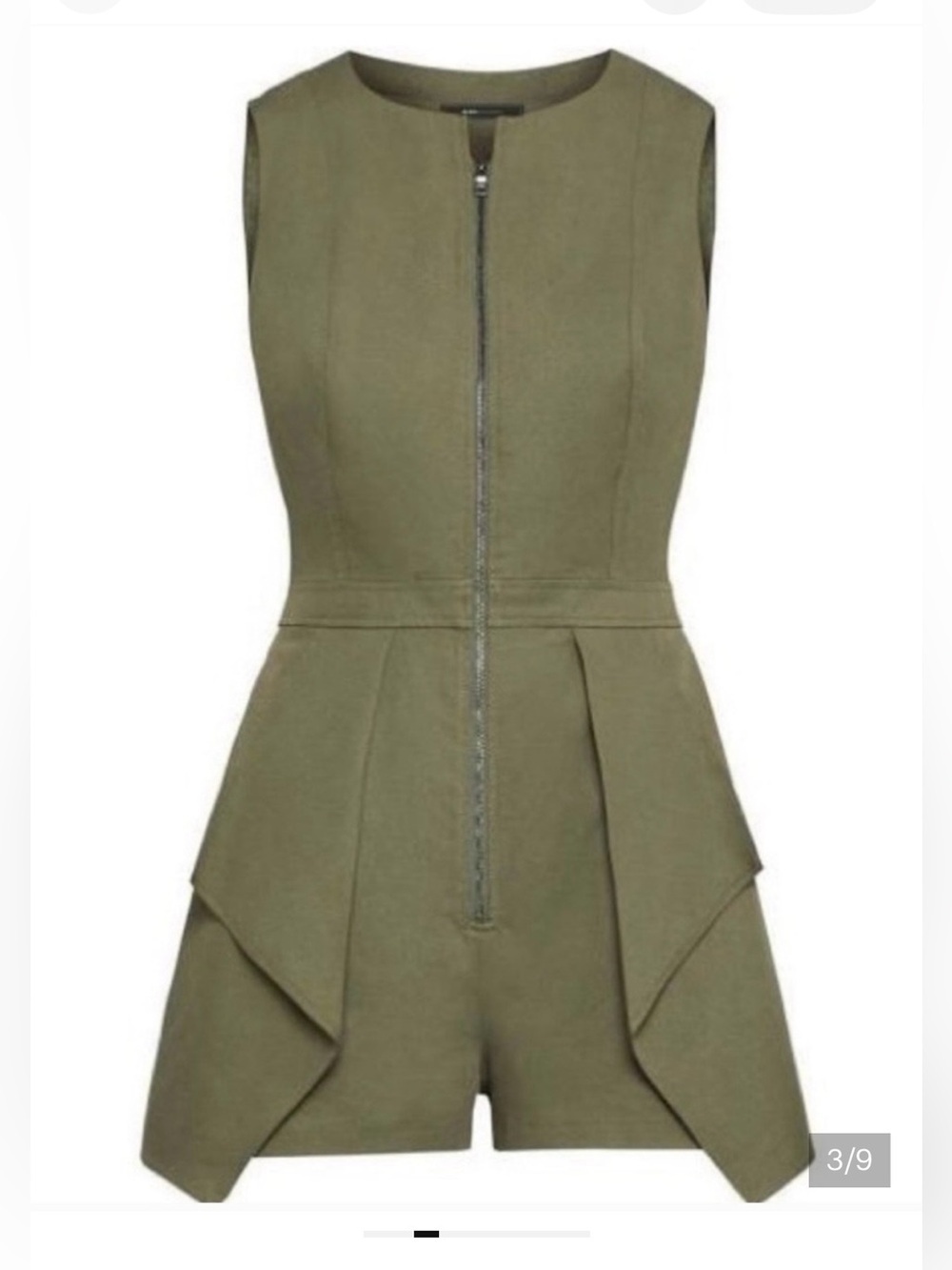 BCBGMaxAzria Olive Green Sleeveless Zip Romper - Picture 3 of 8